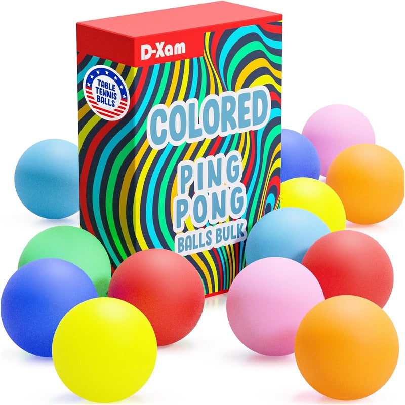 Dexam Multi Color Ping Pong Balls Table Tennis Ball for Games Arts Pong Balls Pack of 50, 30 and More (40mm Size) for Party Pets School Activities Christmas Halloween Colorful Pongs - Image 1